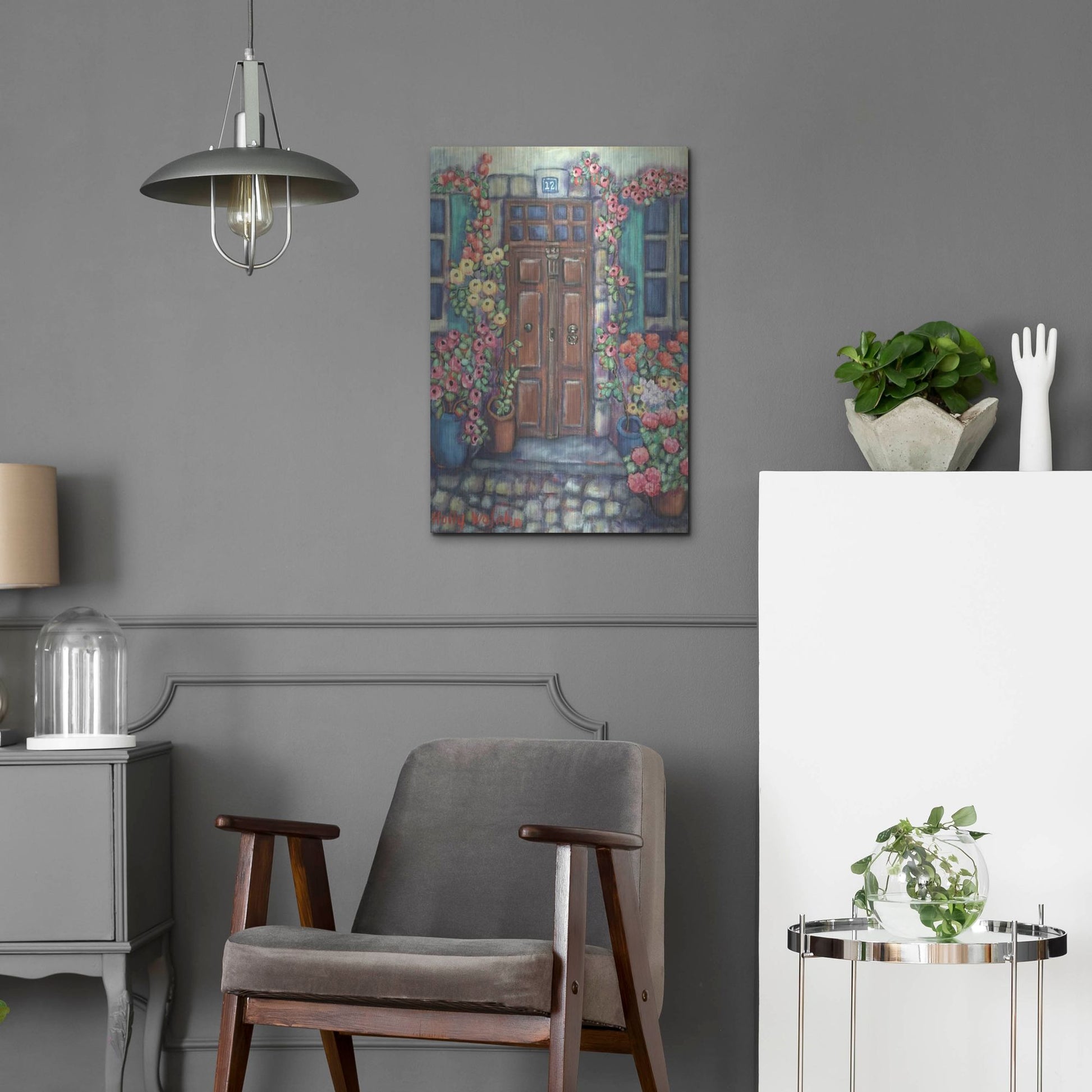 Luxe Metal Art 'Dorway in Provence' by Holly Wojhan, Metal Wall Art,16x24