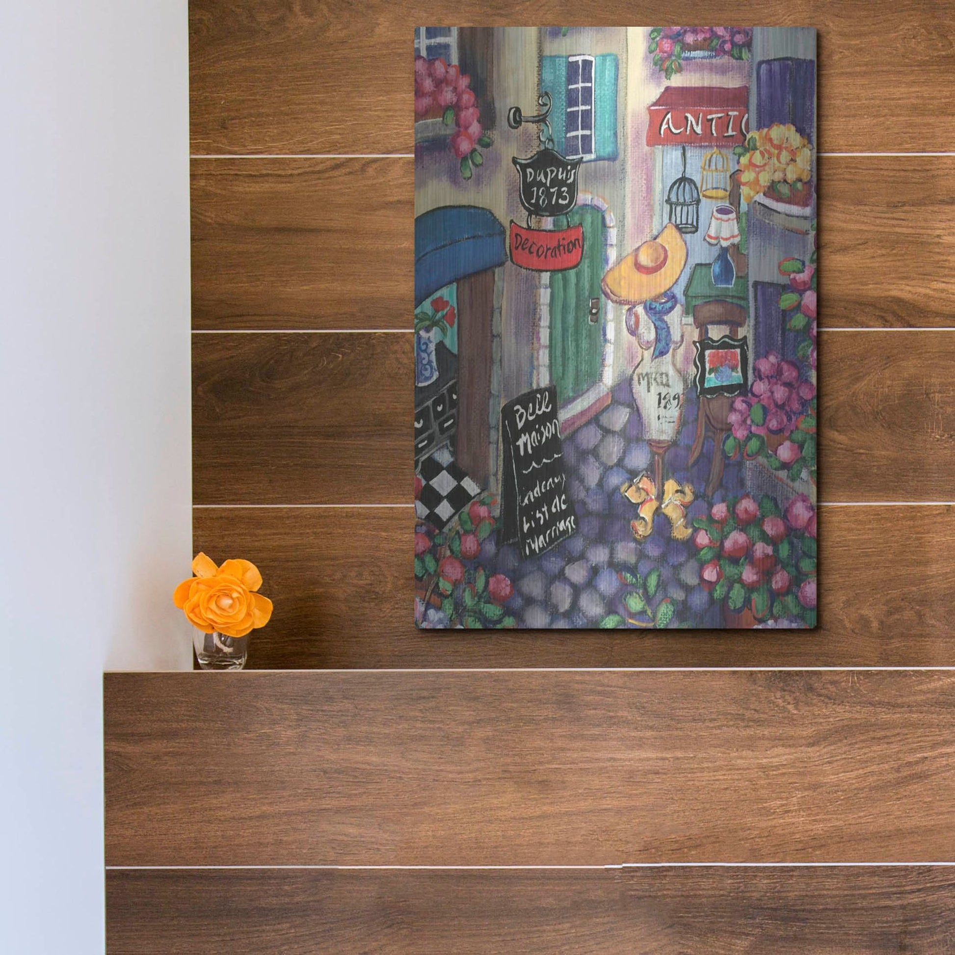 Luxe Metal Art 'Petite Rue Du Provence' by Holly Wojhan, Metal Wall Art,12x16