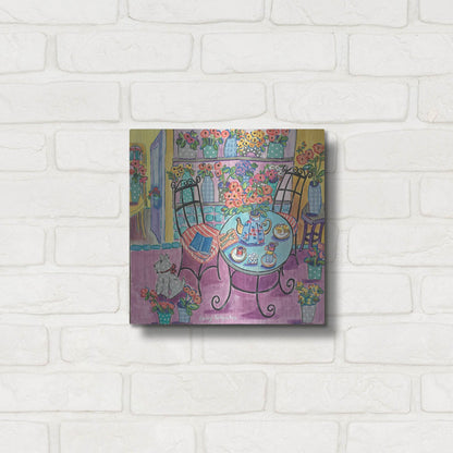 Luxe Metal Art 'A Flowery Cafe' by Holly Wojhan, Metal Wall Art,12x12