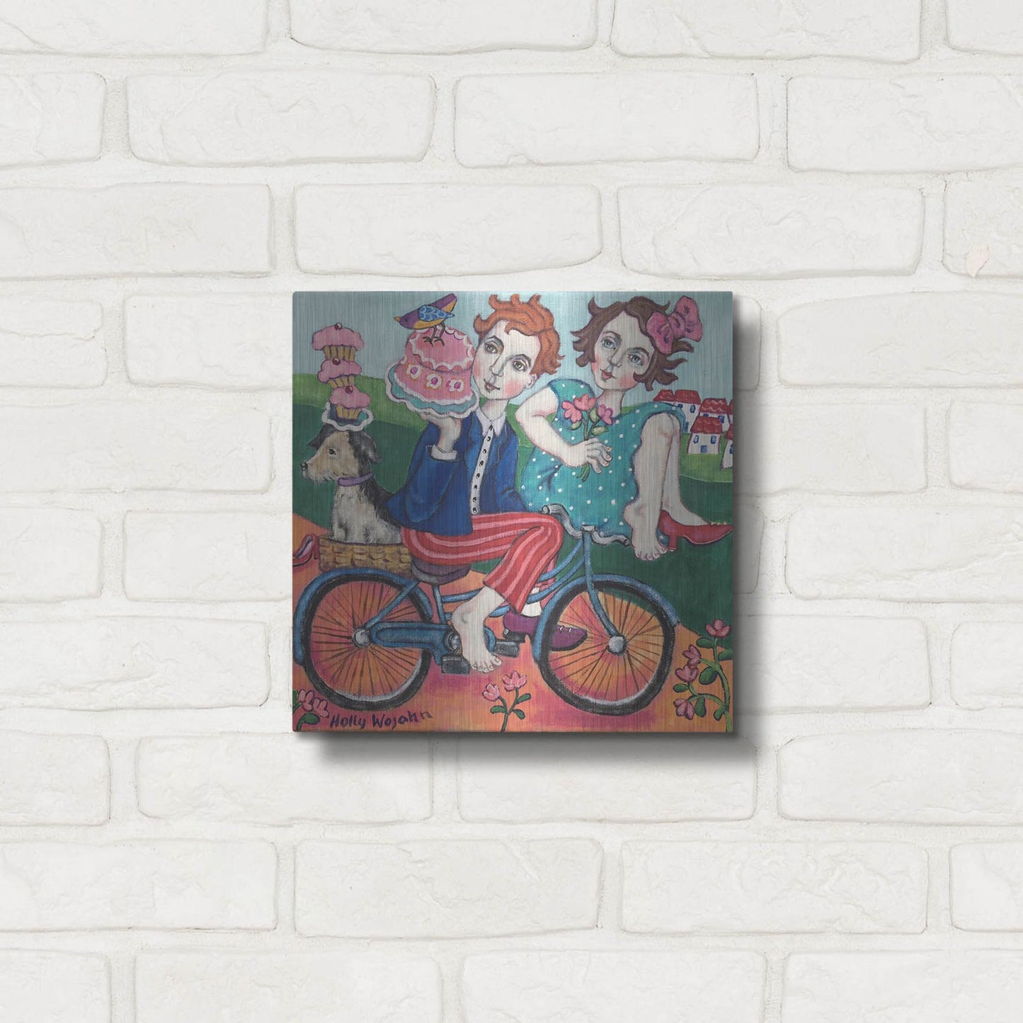 Luxe Metal Art 'The Cake Getaway' by Holly Wojhan, Metal Wall Art,12x12