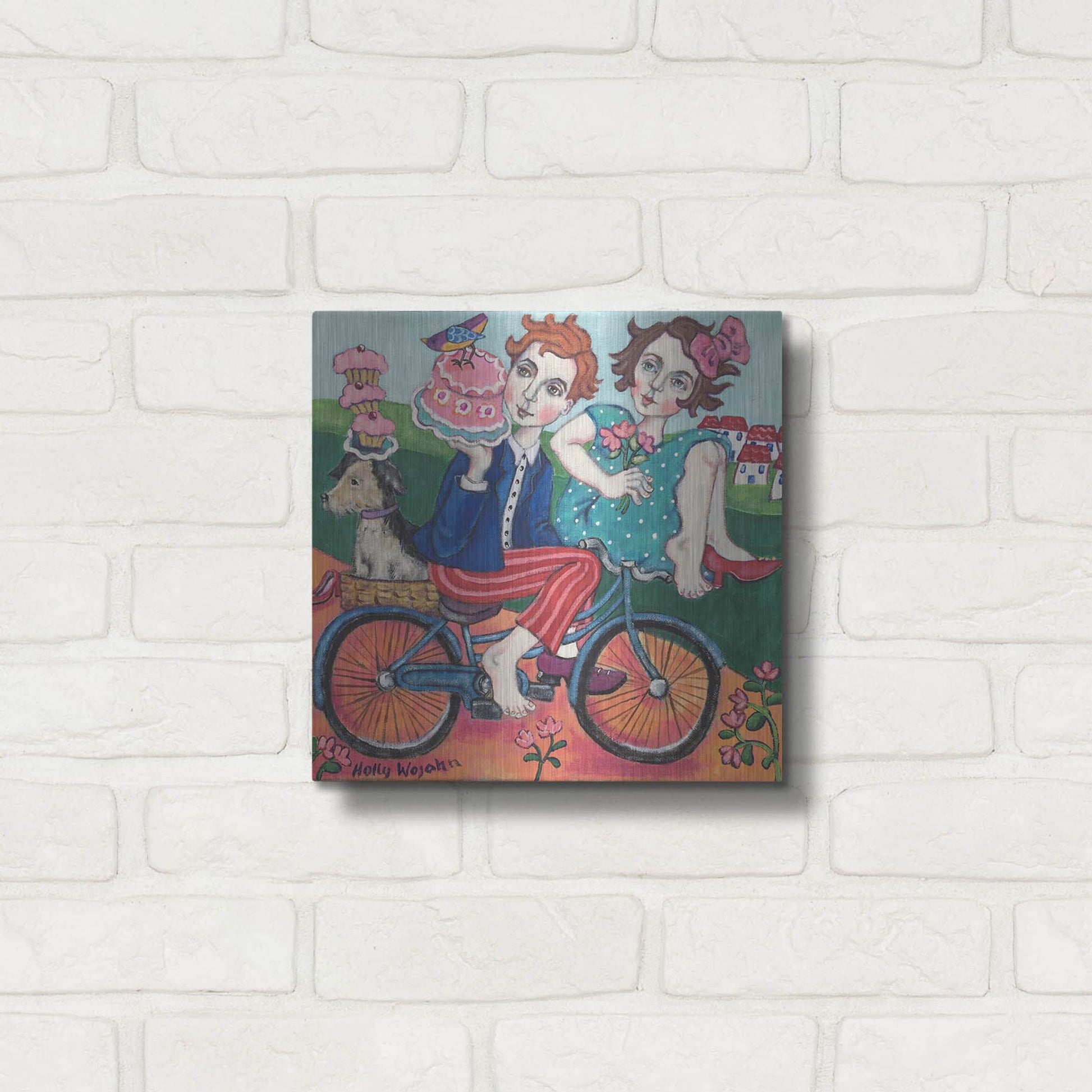 Luxe Metal Art 'The Cake Getaway' by Holly Wojhan, Metal Wall Art,12x12