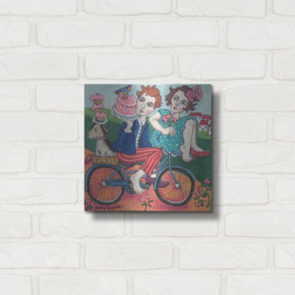 Luxe Metal Art 'The Cake Getaway' by Holly Wojhan, Metal Wall Art,12x12