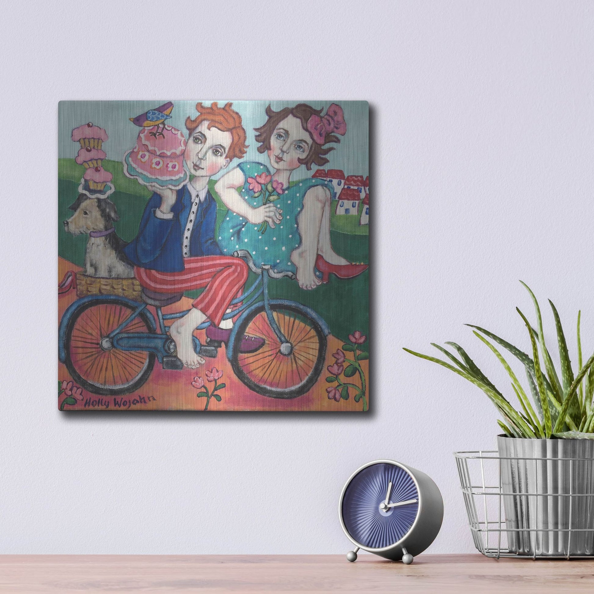 Luxe Metal Art 'The Cake Getaway' by Holly Wojhan, Metal Wall Art,12x12