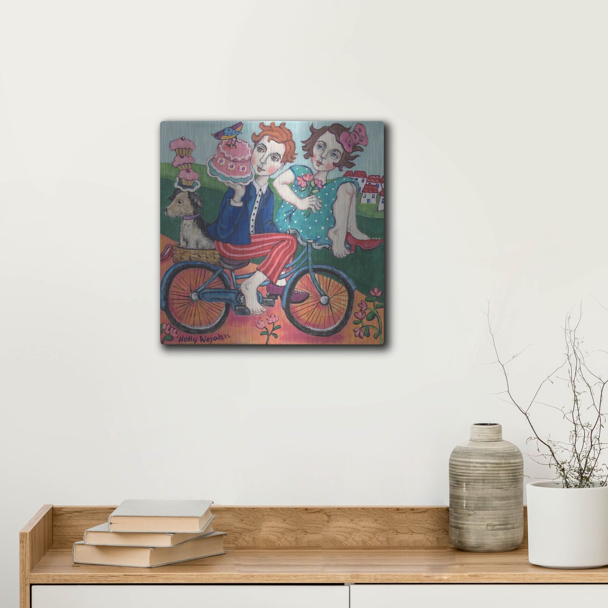 Luxe Metal Art 'The Cake Getaway' by Holly Wojhan, Metal Wall Art,12x12