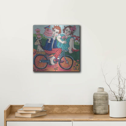 Luxe Metal Art 'The Cake Getaway' by Holly Wojhan, Metal Wall Art,12x12