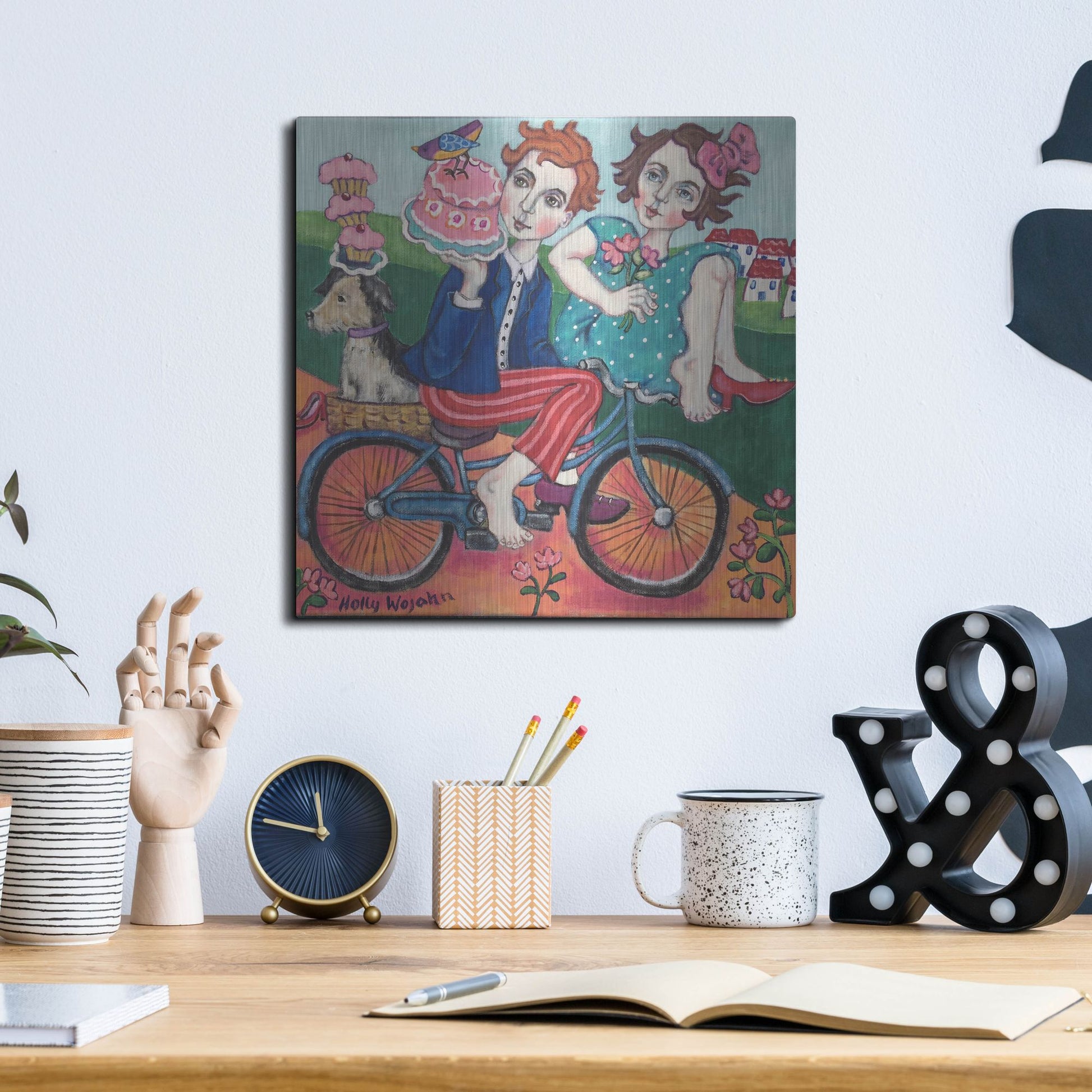 Luxe Metal Art 'The Cake Getaway' by Holly Wojhan, Metal Wall Art,12x12