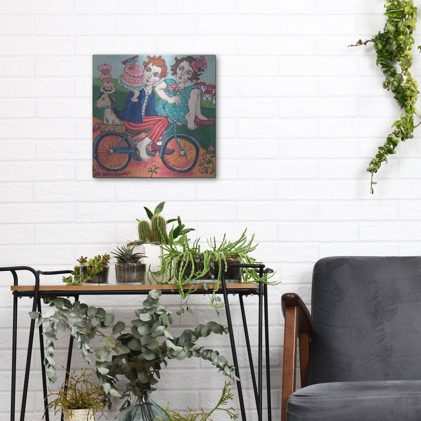 Luxe Metal Art 'The Cake Getaway' by Holly Wojhan, Metal Wall Art,12x12