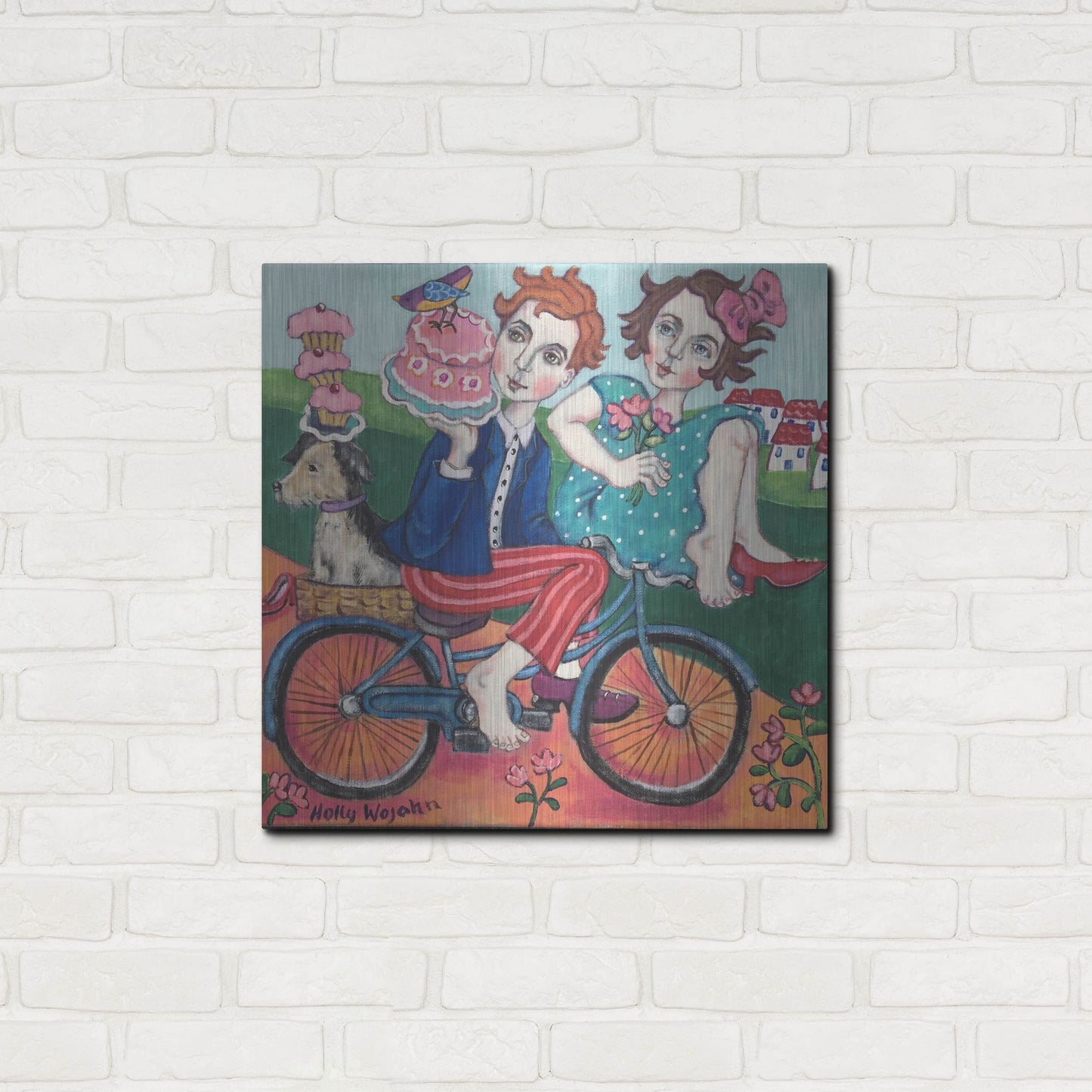 Luxe Metal Art 'The Cake Getaway' by Holly Wojhan, Metal Wall Art,24x24