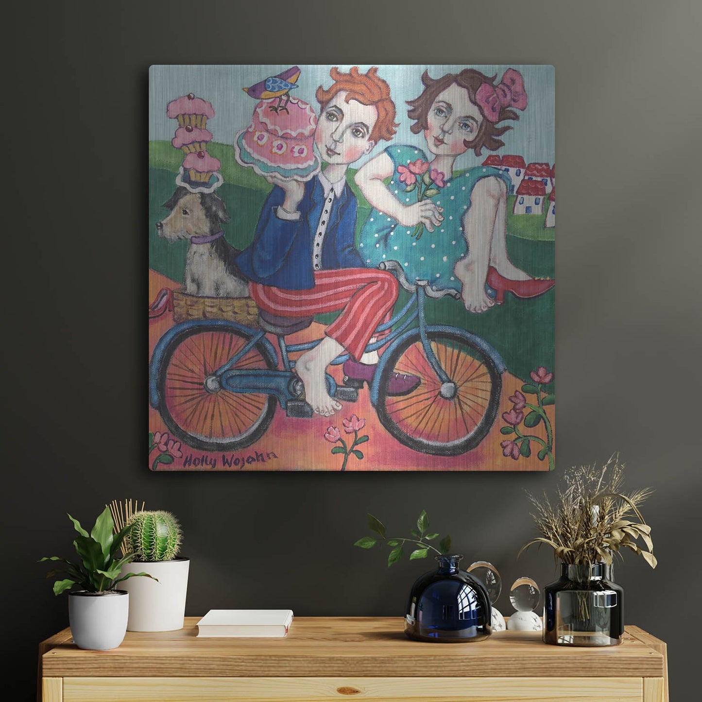 Luxe Metal Art 'The Cake Getaway' by Holly Wojhan, Metal Wall Art,24x24