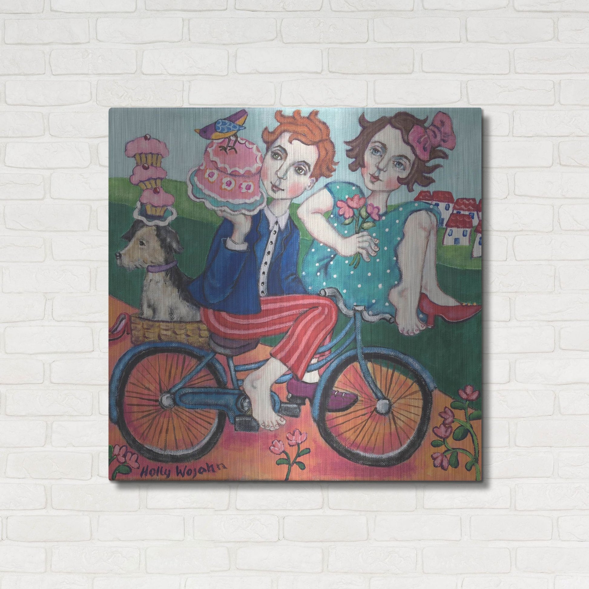 Luxe Metal Art 'The Cake Getaway' by Holly Wojhan, Metal Wall Art,36x36