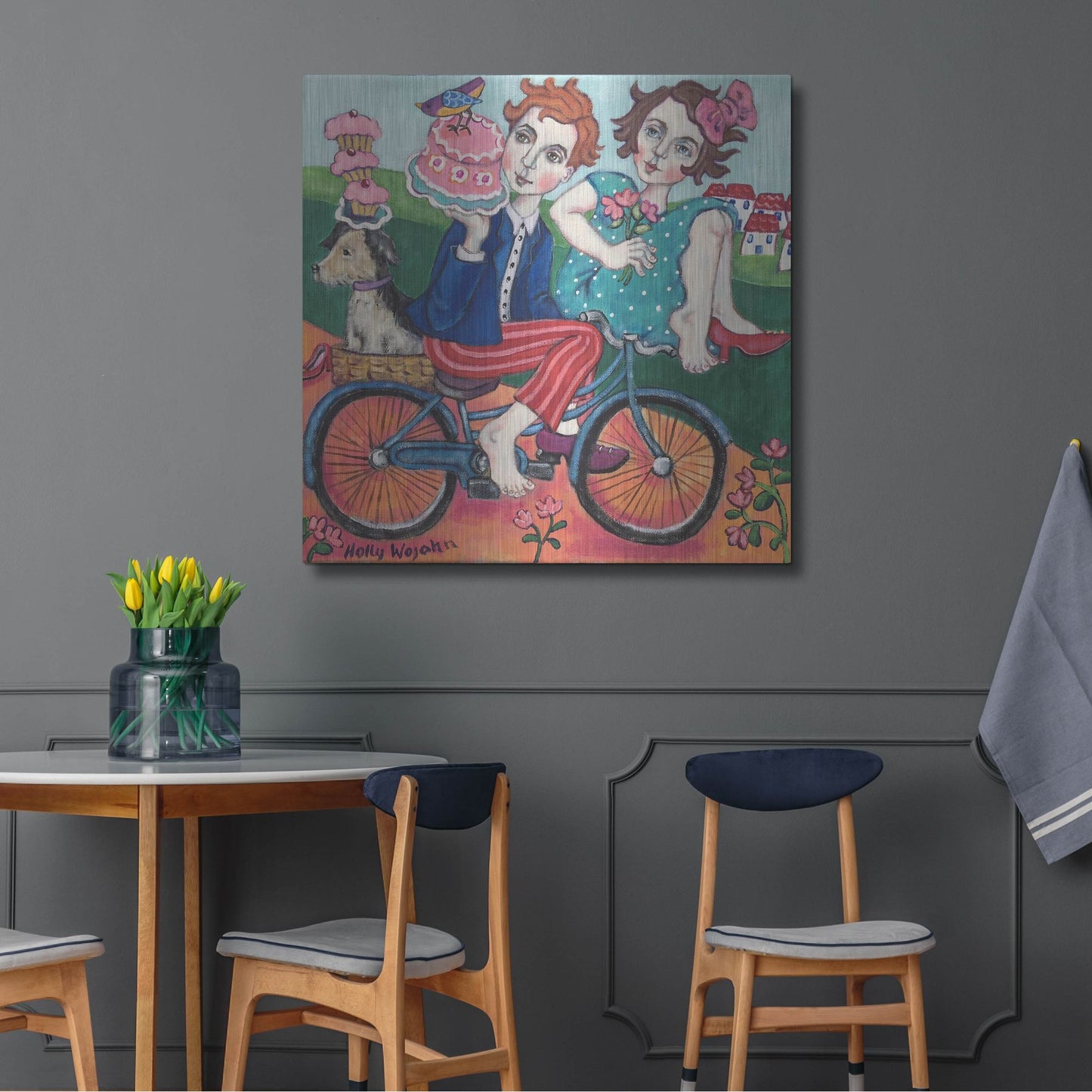 Luxe Metal Art 'The Cake Getaway' by Holly Wojhan, Metal Wall Art,36x36