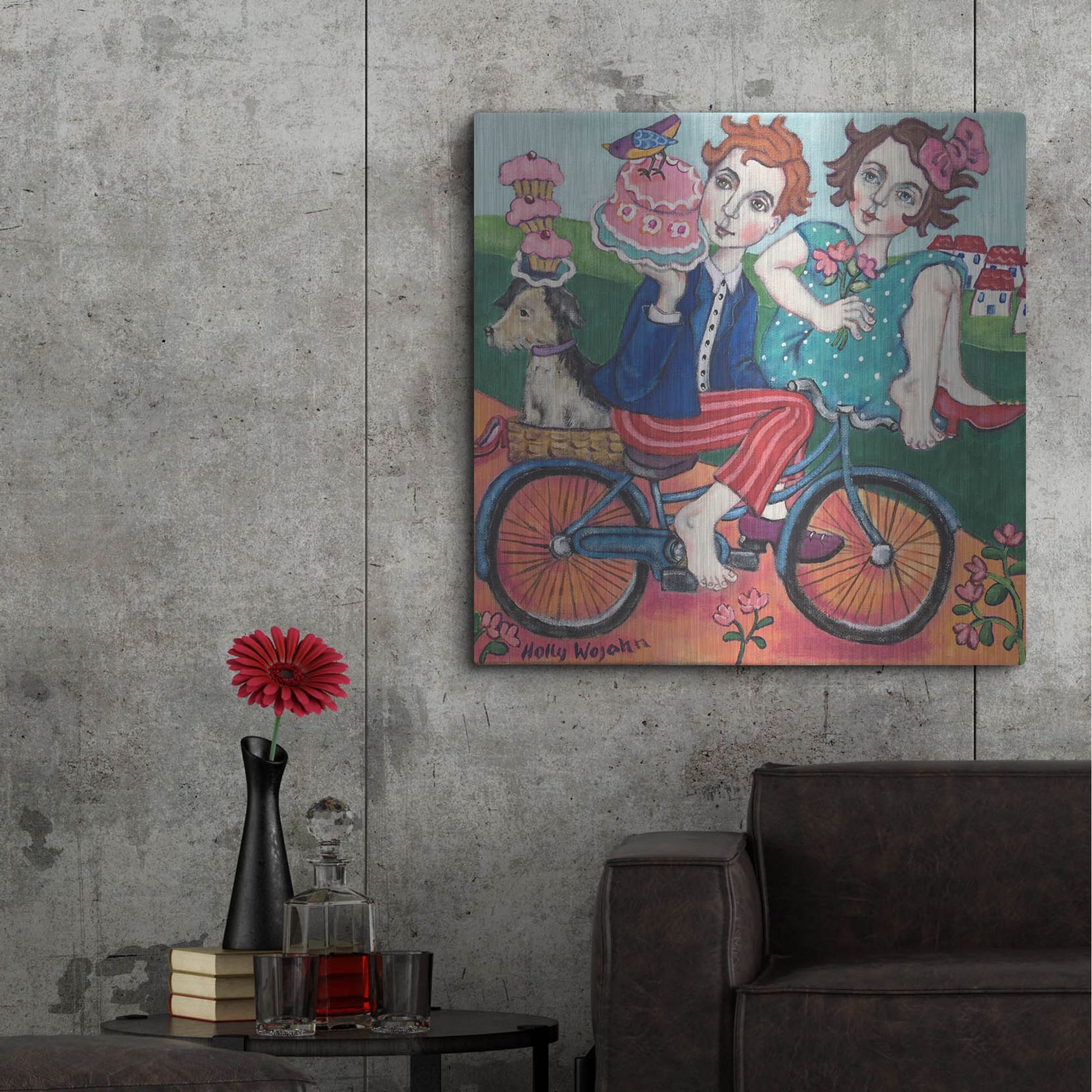 Luxe Metal Art 'The Cake Getaway' by Holly Wojhan, Metal Wall Art,36x36