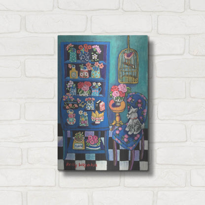 Luxe Metal Art 'Sitting With the Flowers' by Holly Wojhan, Metal Wall Art,12x16