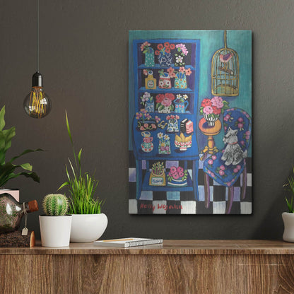 Luxe Metal Art 'Sitting With the Flowers' by Holly Wojhan, Metal Wall Art,12x16