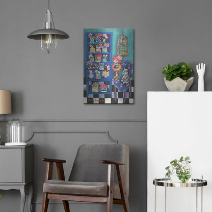 Luxe Metal Art 'Sitting With the Flowers' by Holly Wojhan, Metal Wall Art,16x24