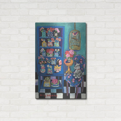 Luxe Metal Art 'Sitting With the Flowers' by Holly Wojhan, Metal Wall Art,24x36