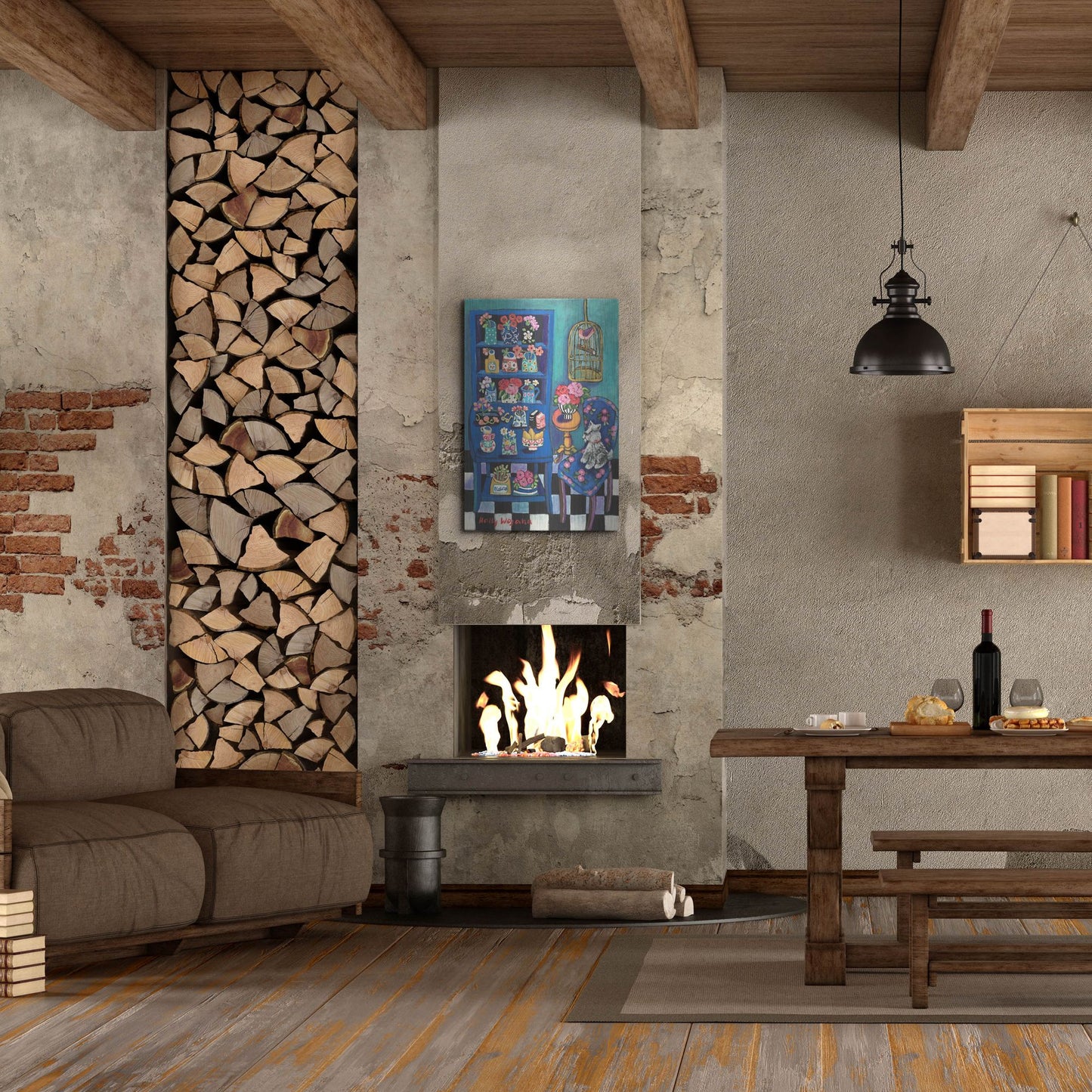 Luxe Metal Art 'Sitting With the Flowers' by Holly Wojhan, Metal Wall Art,24x36