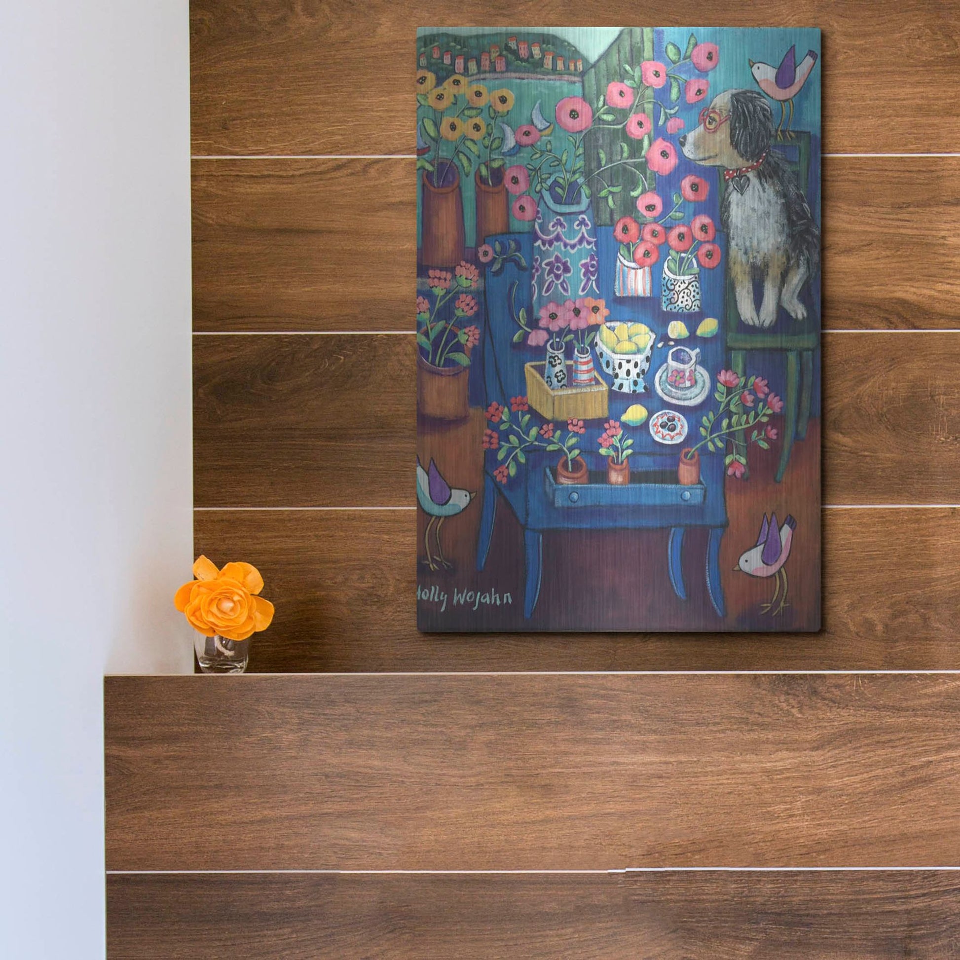 Luxe Metal Art 'A Lovely View' by Holly Wojhan, Metal Wall Art,12x16