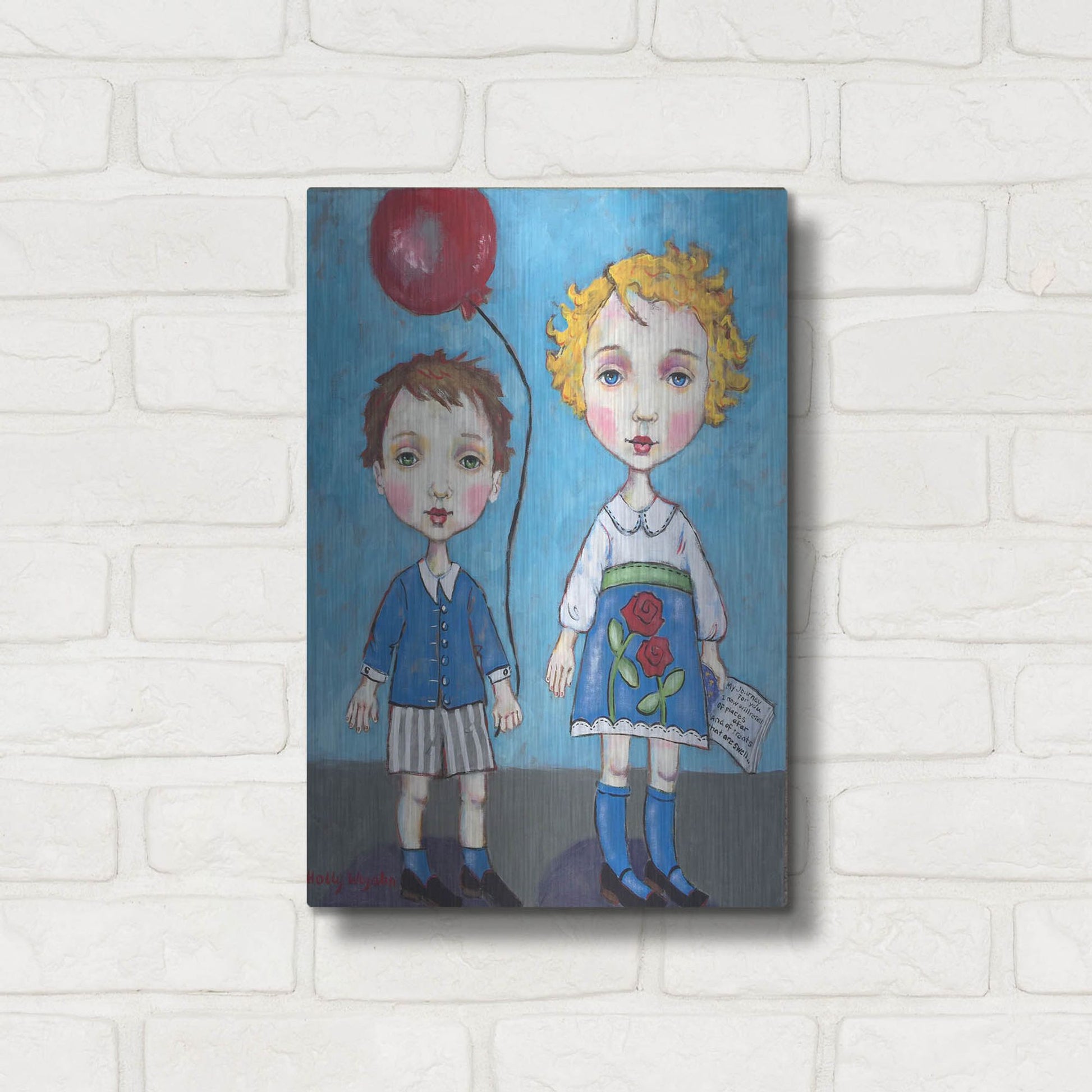 Luxe Metal Art 'The Red Balloon' by Holly Wojhan, Metal Wall Art,12x16