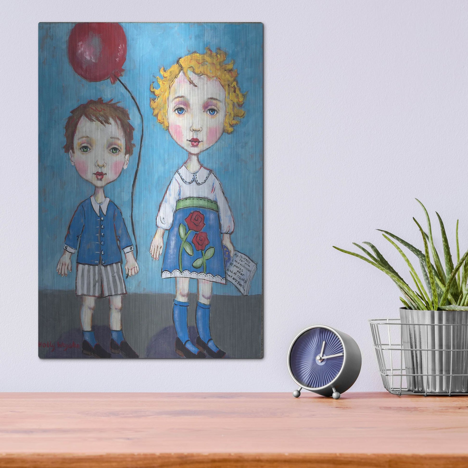 Luxe Metal Art 'The Red Balloon' by Holly Wojhan, Metal Wall Art,12x16