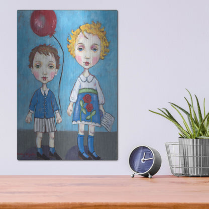 Luxe Metal Art 'The Red Balloon' by Holly Wojhan, Metal Wall Art,12x16