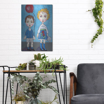 Luxe Metal Art 'The Red Balloon' by Holly Wojhan, Metal Wall Art,12x16