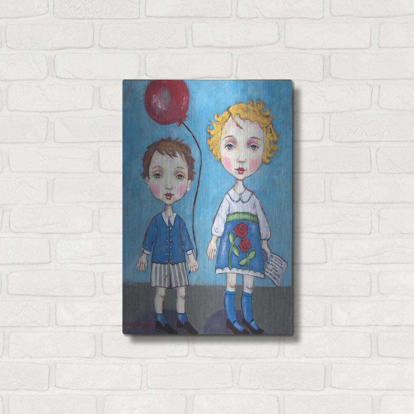 Luxe Metal Art 'The Red Balloon' by Holly Wojhan, Metal Wall Art,16x24