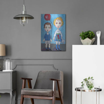 Luxe Metal Art 'The Red Balloon' by Holly Wojhan, Metal Wall Art,16x24