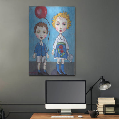 Luxe Metal Art 'The Red Balloon' by Holly Wojhan, Metal Wall Art,24x36