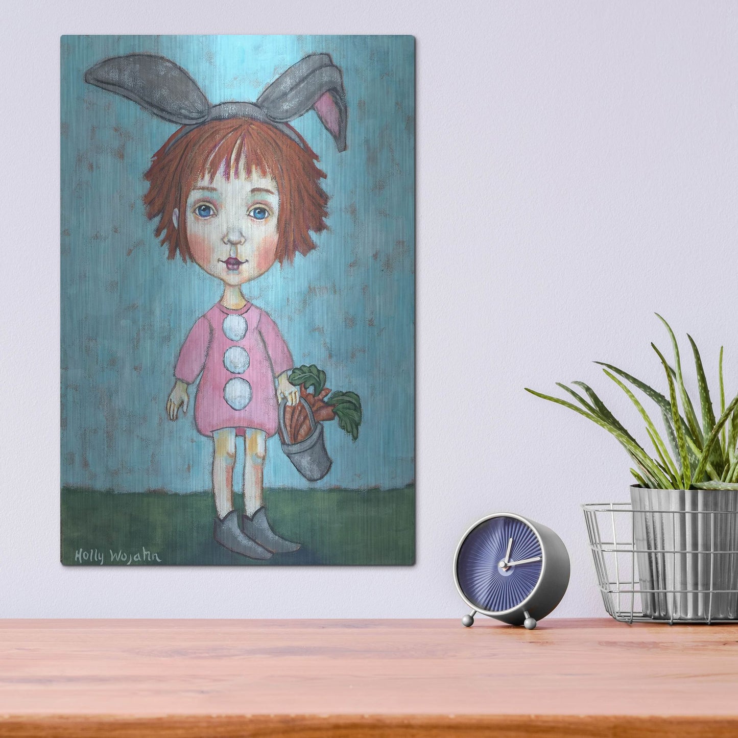 Luxe Metal Art 'Carrot Top' by Holly Wojhan, Metal Wall Art,12x16