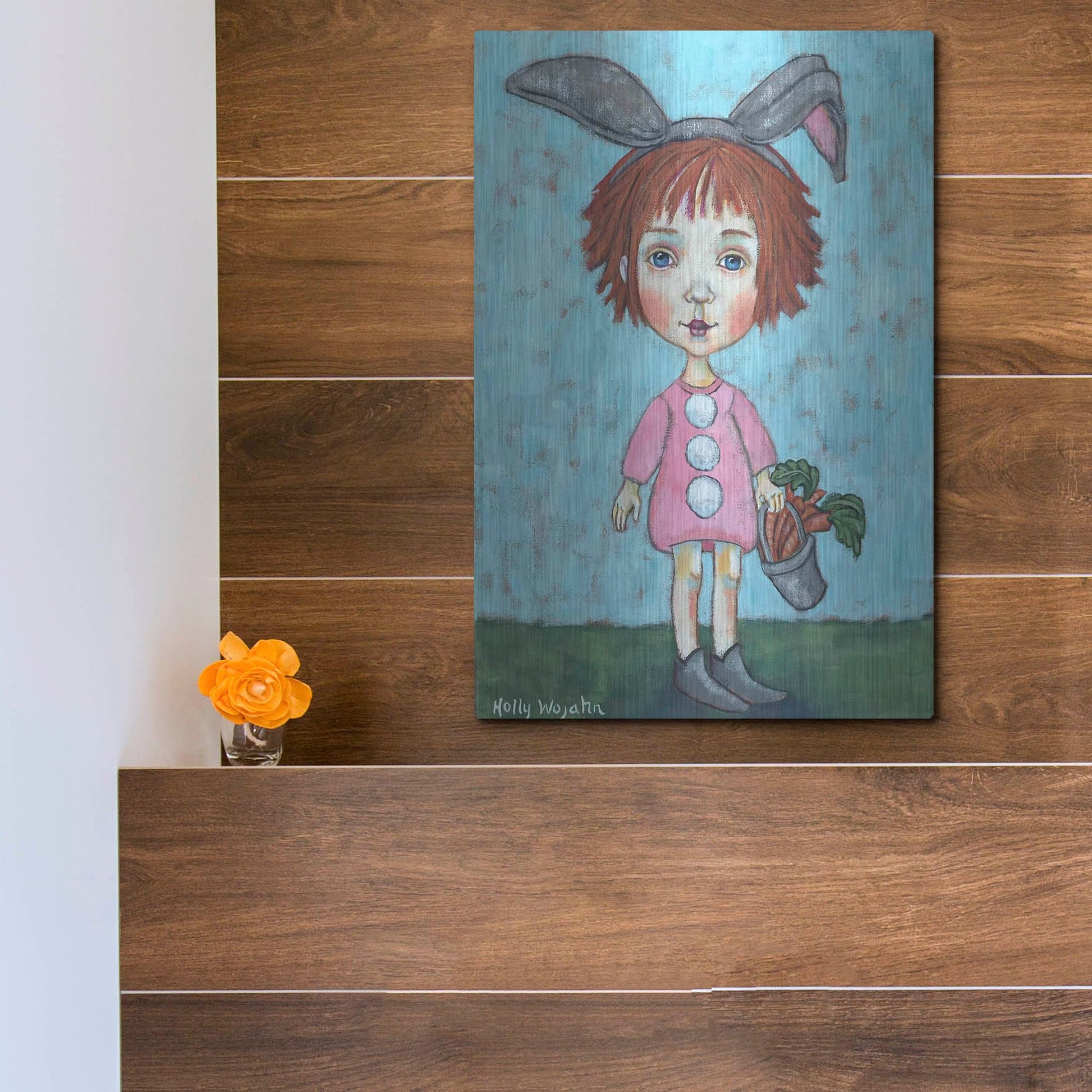 Luxe Metal Art 'Carrot Top' by Holly Wojhan, Metal Wall Art,12x16