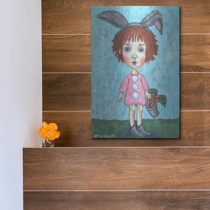 Luxe Metal Art 'Carrot Top' by Holly Wojhan, Metal Wall Art,12x16