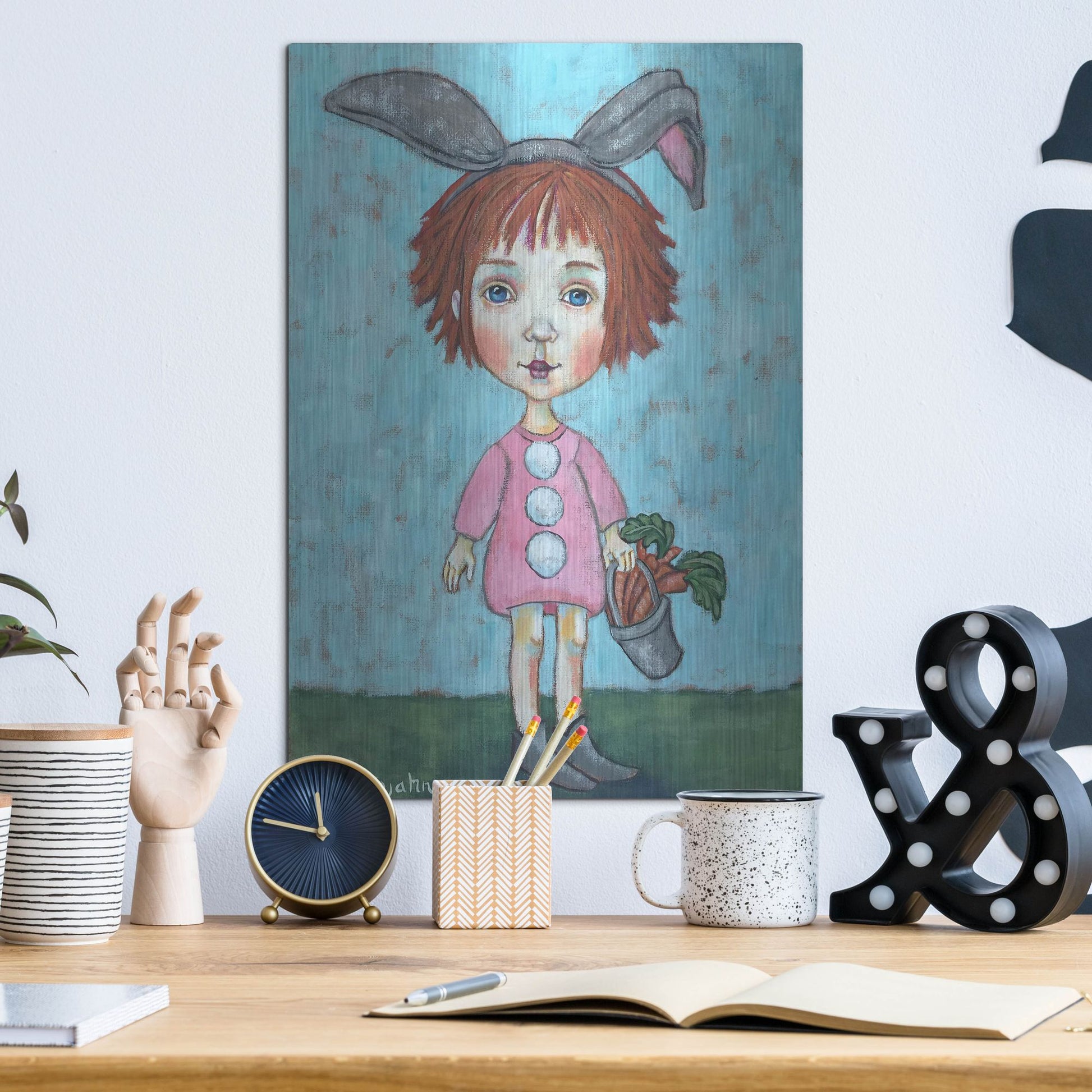 Luxe Metal Art 'Carrot Top' by Holly Wojhan, Metal Wall Art,12x16