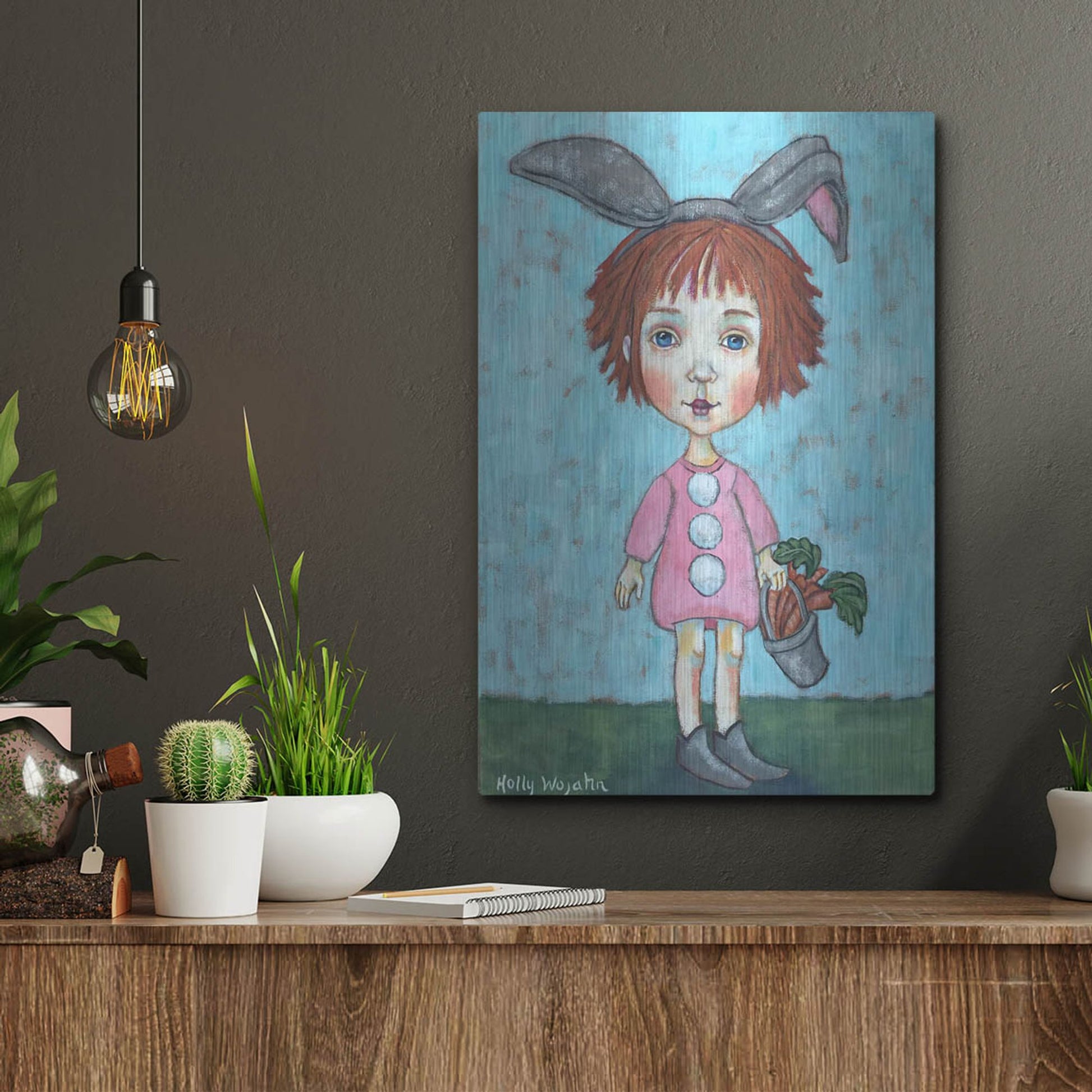 Luxe Metal Art 'Carrot Top' by Holly Wojhan, Metal Wall Art,12x16