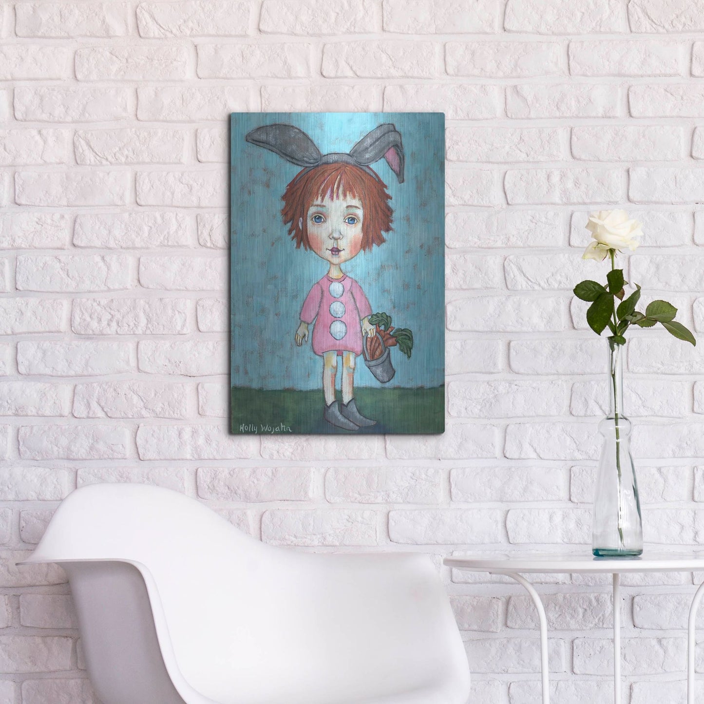 Luxe Metal Art 'Carrot Top' by Holly Wojhan, Metal Wall Art,16x24