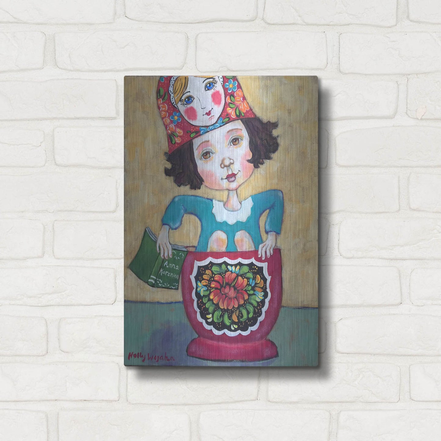 Luxe Metal Art 'A Little Russian Literature' by Holly Wojhan, Metal Wall Art,12x16