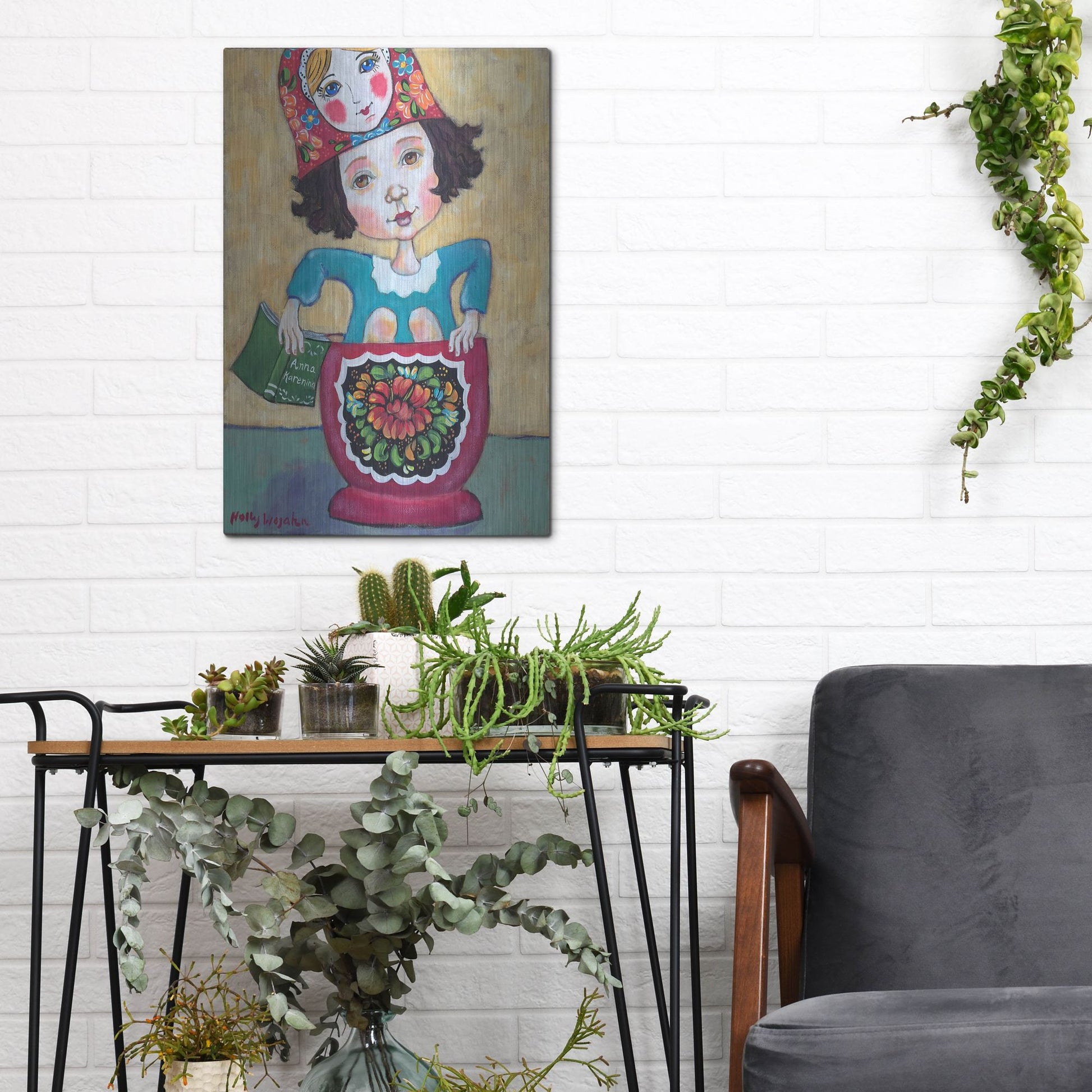 Luxe Metal Art 'A Little Russian Literature' by Holly Wojhan, Metal Wall Art,12x16