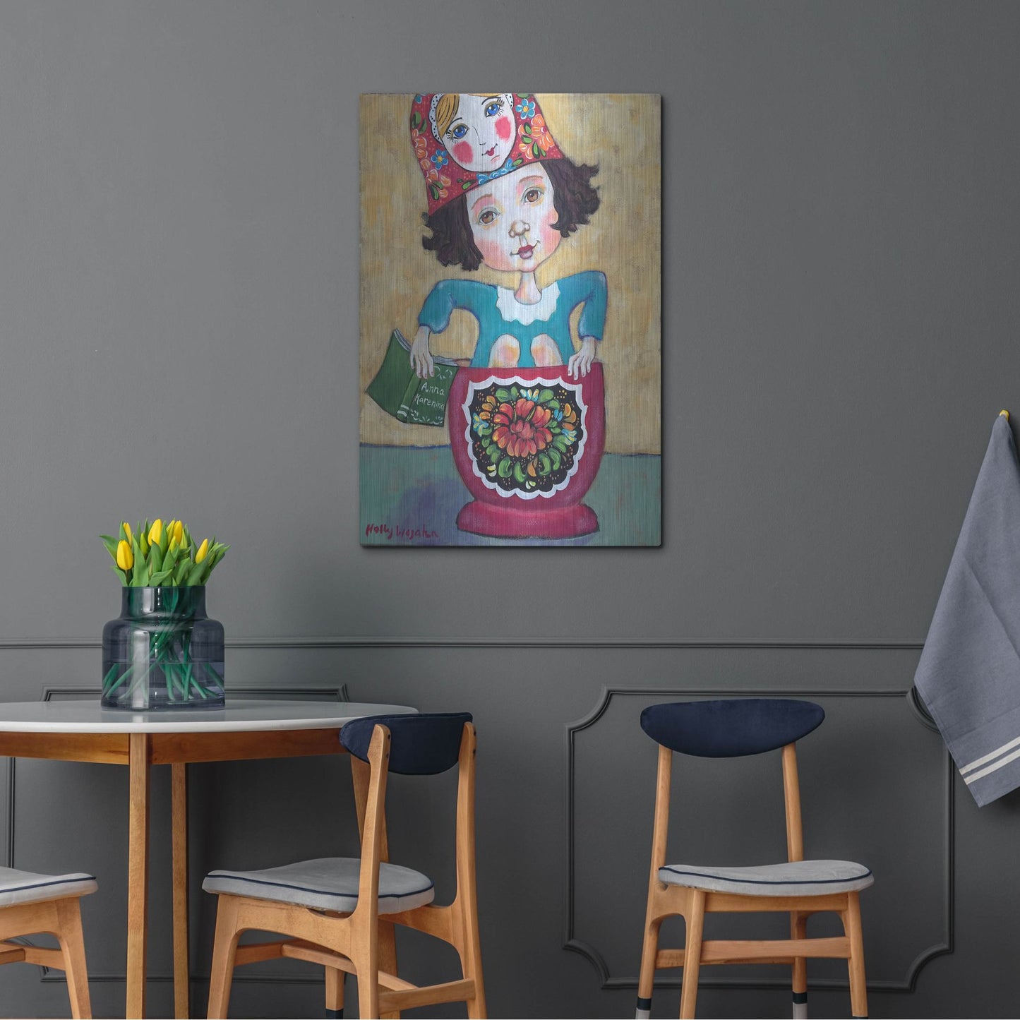 Luxe Metal Art 'A Little Russian Literature' by Holly Wojhan, Metal Wall Art,24x36