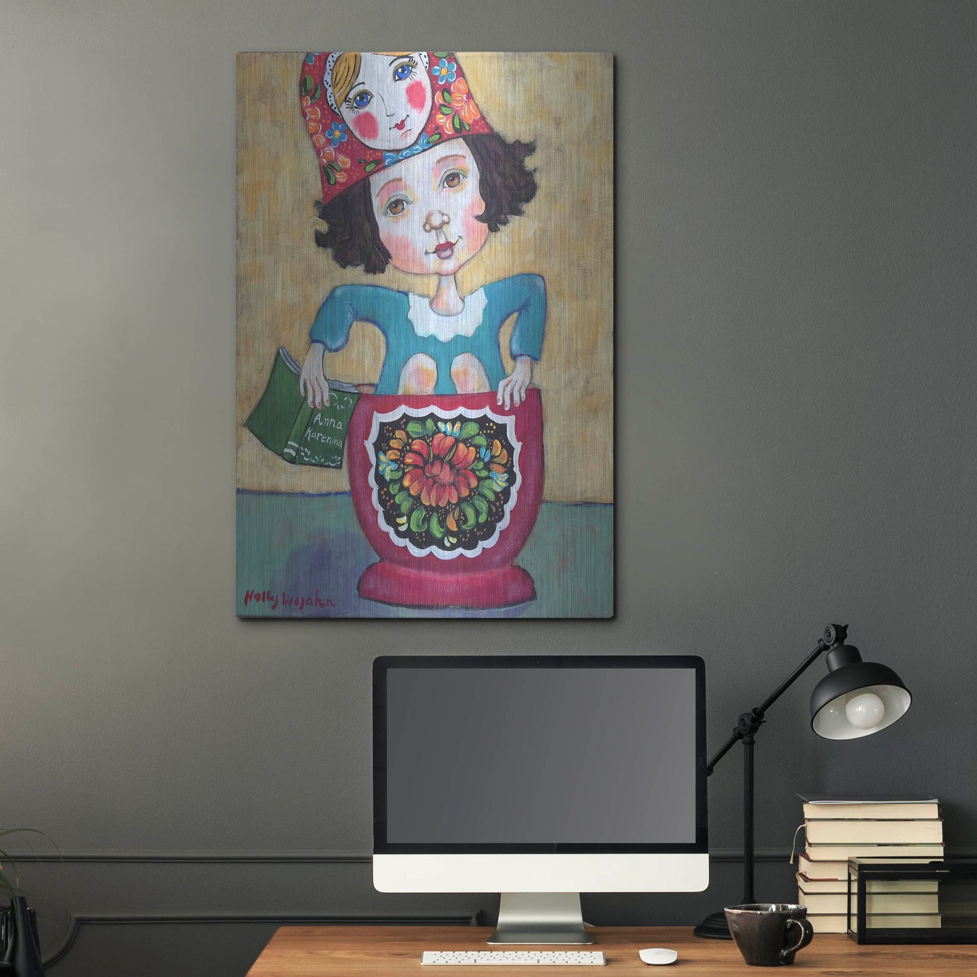 Luxe Metal Art 'A Little Russian Literature' by Holly Wojhan, Metal Wall Art,24x36