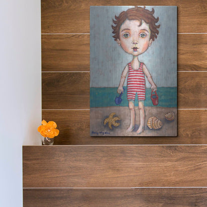 Luxe Metal Art 'Beach Boy' by Holly Wojhan, Metal Wall Art,12x16