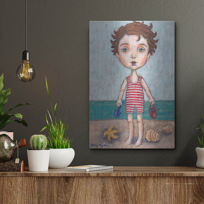 Luxe Metal Art 'Beach Boy' by Holly Wojhan, Metal Wall Art,12x16