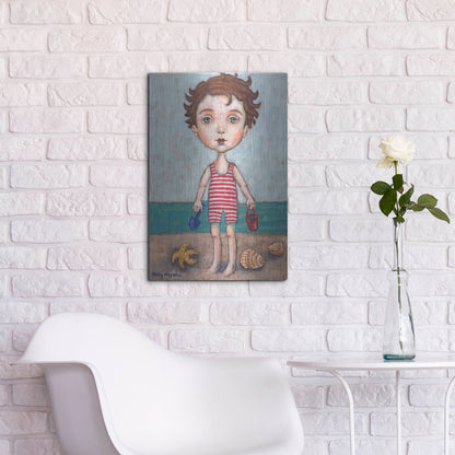 Luxe Metal Art 'Beach Boy' by Holly Wojhan, Metal Wall Art,16x24