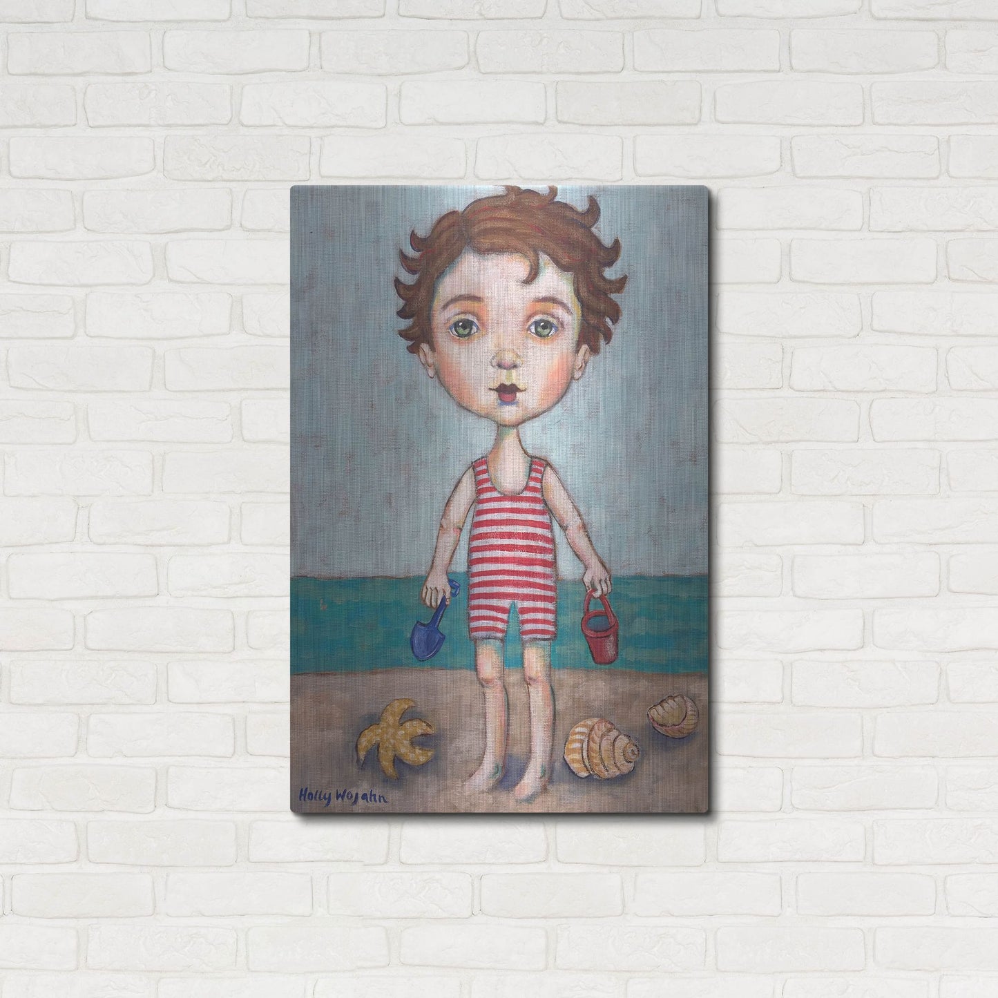 Luxe Metal Art 'Beach Boy' by Holly Wojhan, Metal Wall Art,24x36