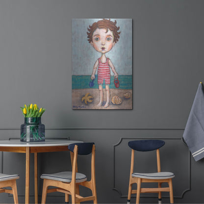 Luxe Metal Art 'Beach Boy' by Holly Wojhan, Metal Wall Art,24x36