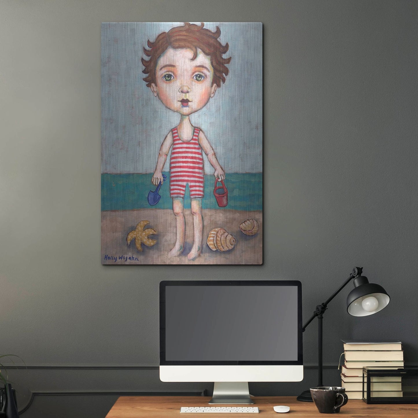 Luxe Metal Art 'Beach Boy' by Holly Wojhan, Metal Wall Art,24x36