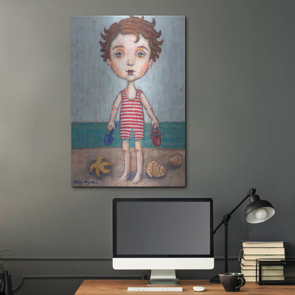 Luxe Metal Art 'Beach Boy' by Holly Wojhan, Metal Wall Art,24x36