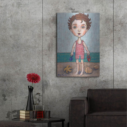 Luxe Metal Art 'Beach Boy' by Holly Wojhan, Metal Wall Art,24x36