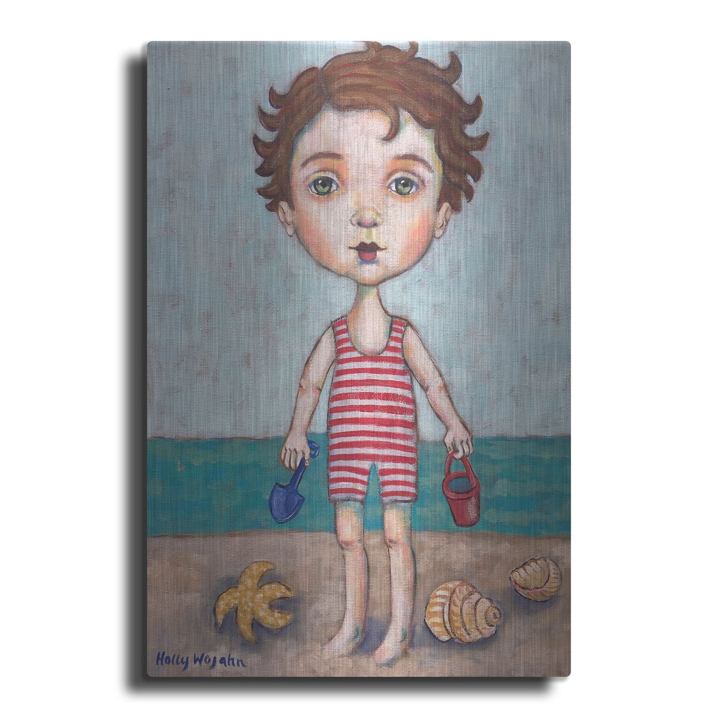 Luxe Metal Art 'Beach Boy' by Holly Wojhan, Metal Wall Art