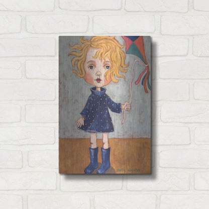 Luxe Metal Art 'Windy With Wellies' by Holly Wojhan, Metal Wall Art,12x16