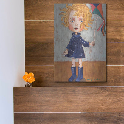 Luxe Metal Art 'Windy With Wellies' by Holly Wojhan, Metal Wall Art,12x16